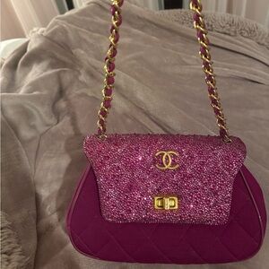 Chanel Fuchsia rhinestone Shoulder Bag (Rare!! Limited edition!)